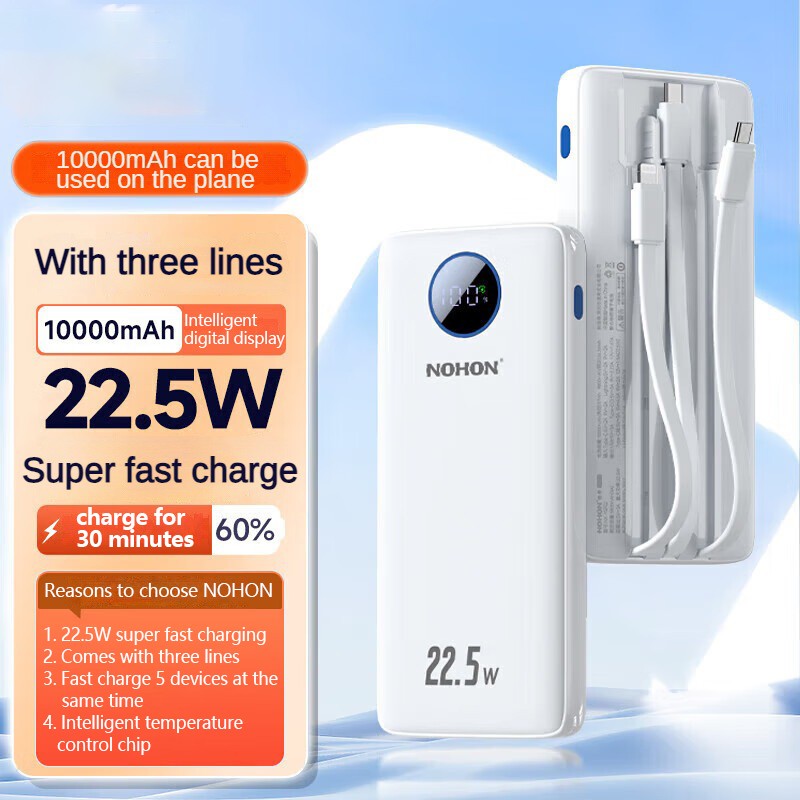 Nohon power bank 20000mah carga super rápida para iphone 16 pro max 15 14 13 ipa