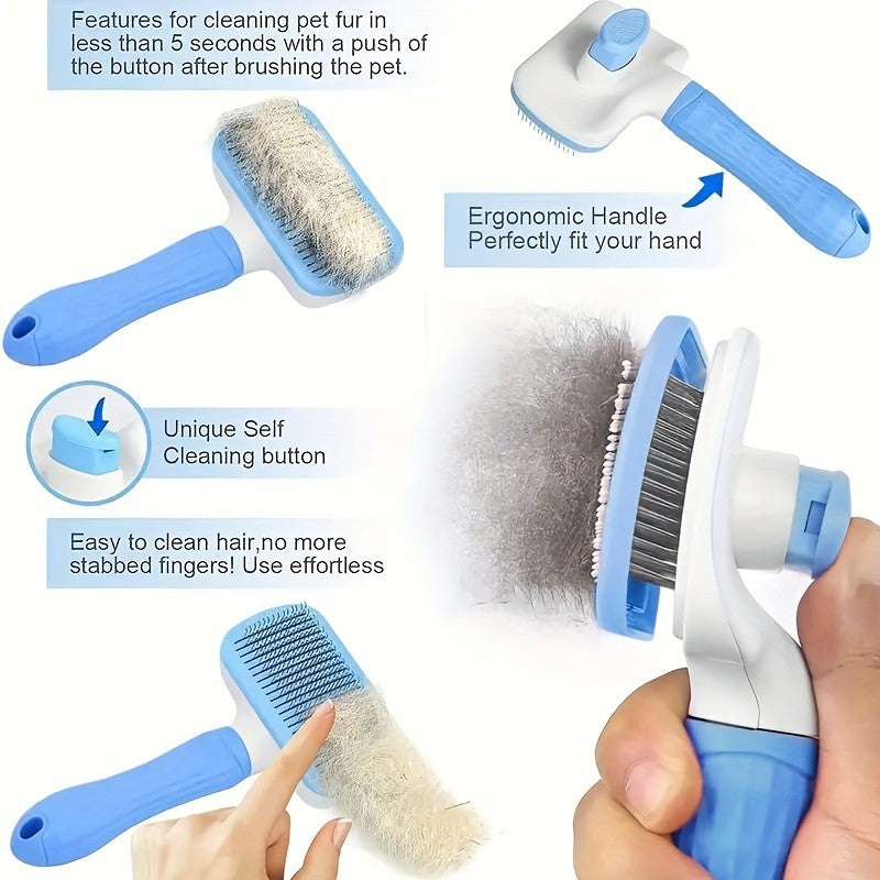 Escova removedora de pelos de cachorro, pente para gato, escova de massagem para
