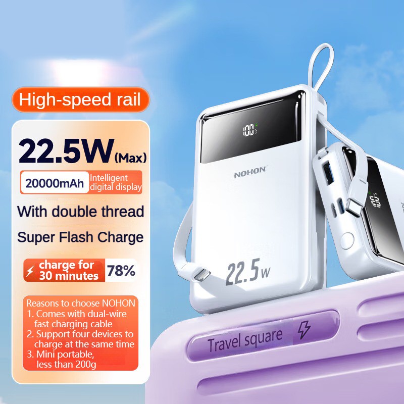 Nohon power bank 20000mah carga super rápida para iphone 16 pro max 15 14 13 ipa
