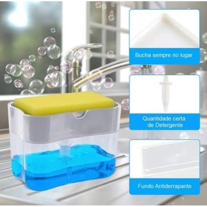 Suporte Bucha Esponja Dispenser Detergente 2 em 1 com esponja