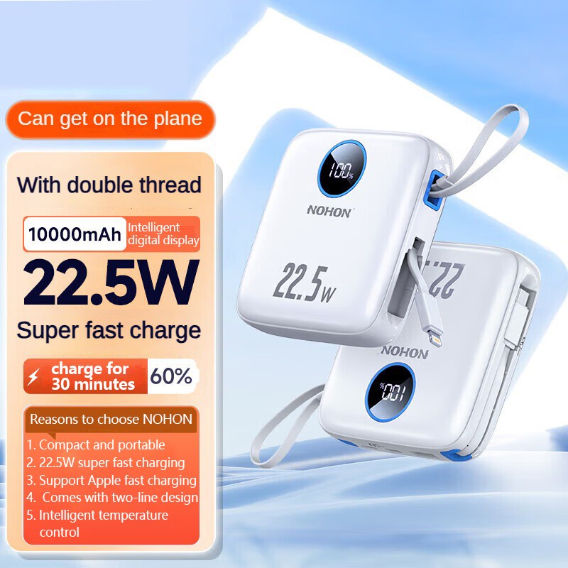 Nohon power bank 20000mah carga super rápida para iphone 16 pro max 15 14 13 ipa