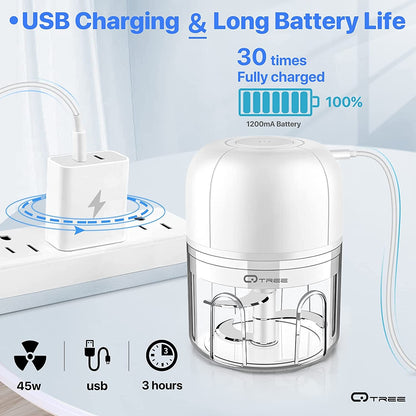 Mini picador de alho elétrico, Qtree Mini Chopper Processador de alimentos, pequ