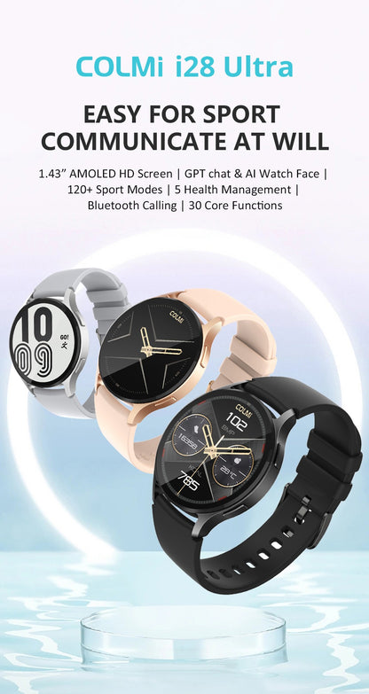 COLMI i28 Ultra AI Smartwatch AMOLED Display, AI Da-GPT integrado, oração muçulm