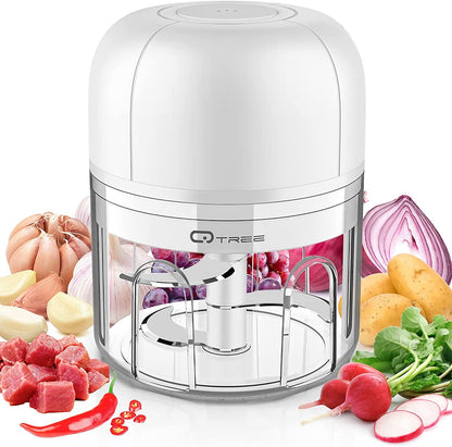 Mini picador de alho elétrico, Qtree Mini Chopper Processador de alimentos, pequ