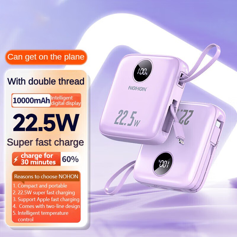 Nohon power bank 20000mah carga super rápida para iphone 16 pro max 15 14 13 ipa