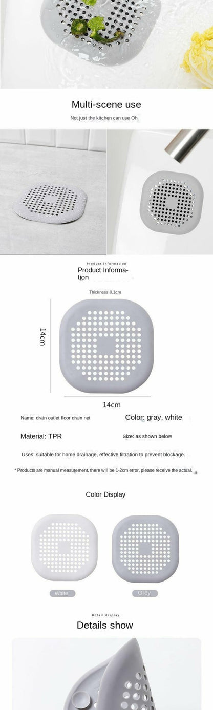 Adesivo de Silicone Quadrado para Ralo de Banheiro, Filtro de Cabelo para Esgoto